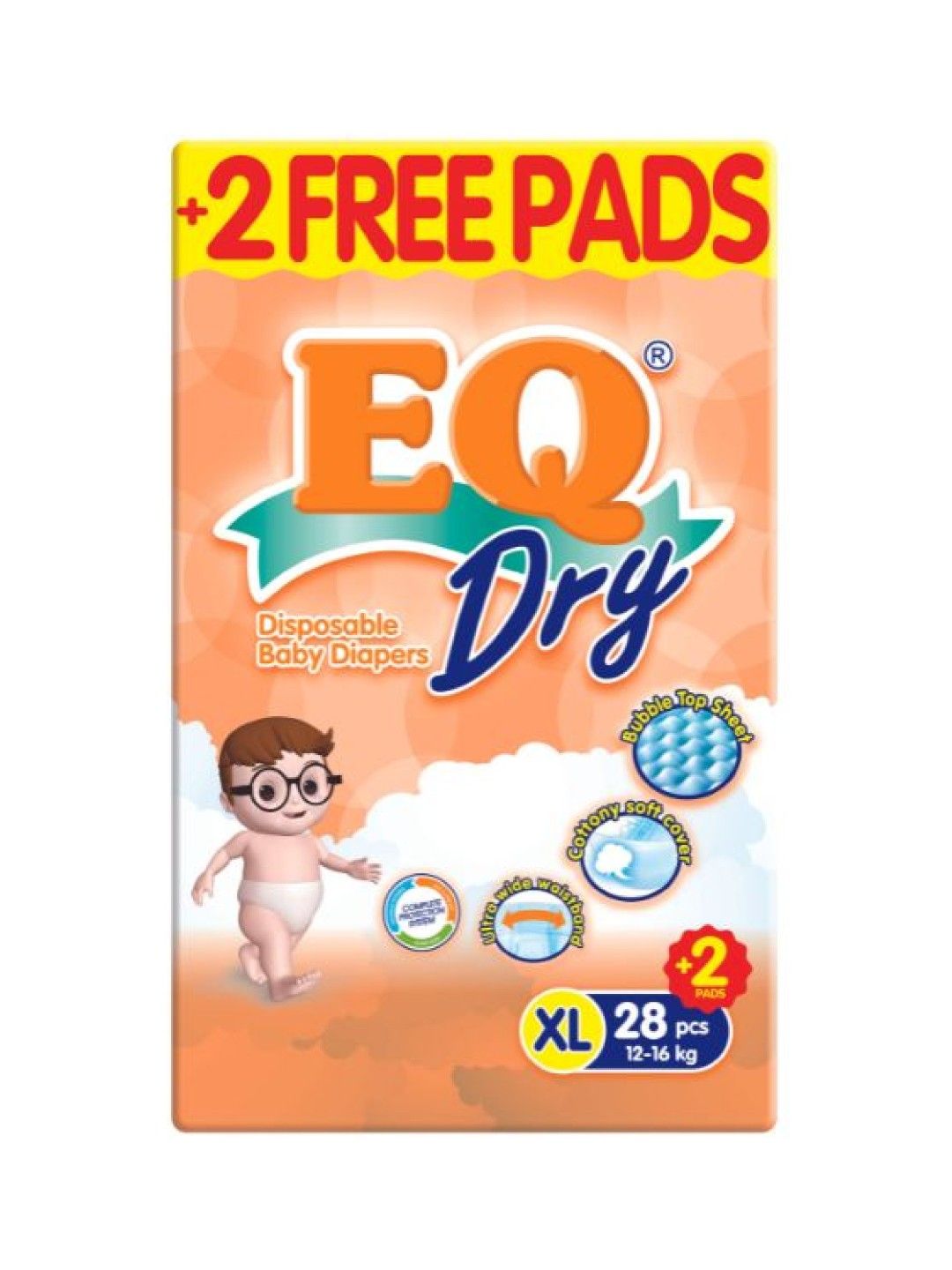 EQ Diapers and Wipes Dry Econo Pack Tape Diaper XL edamama